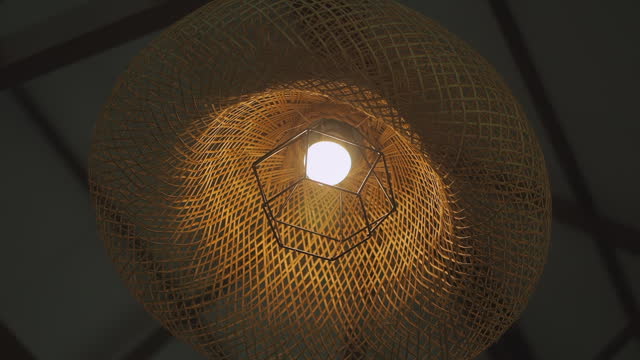 Wicker Electric Lamp On Ceiling