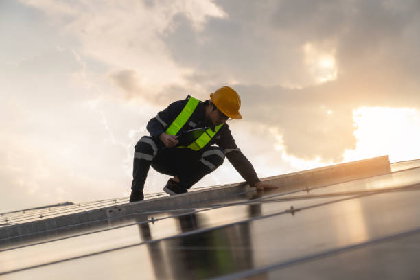 istock Techniques checking solar cell on the roof for maintenance. Service engineer worker install solar panel. Clean energy concept. 1766250212