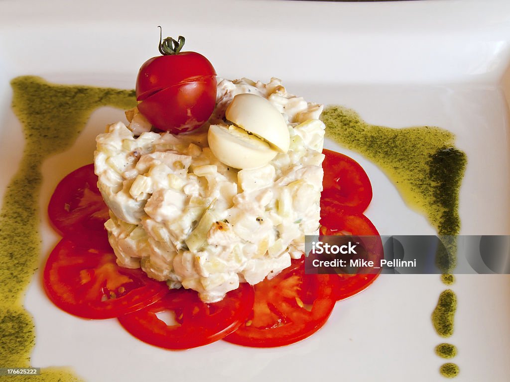 Salad of a one Frenchman Salad of a one Frenchman with tomatoes and quail eggs Bright Stock Photo