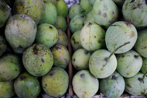 Cirebon, Indonesia: 20 February 2018. Types of mangoes sold in traditional markets. Kanoman Market, Cirebon.