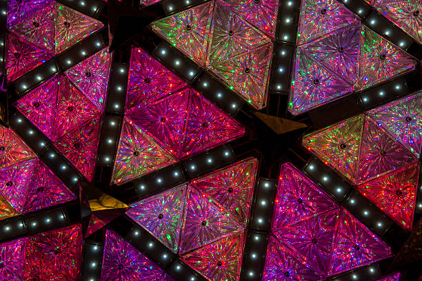 Centennial ball close up Close up of the New Year's Eve Centennial ball times square new years eve stock pictures, royalty-free photos & images