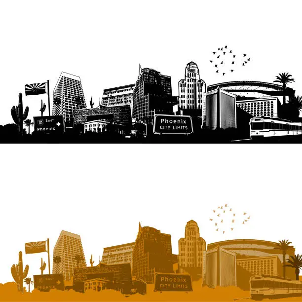 Vector illustration of Phoenix Arizona Cityscape