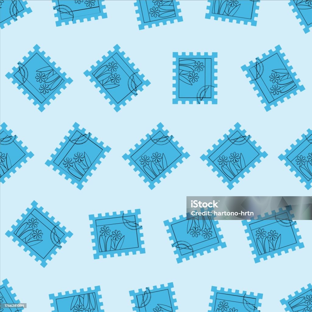 Postage Background Flat Line Postage Stamp Seamless Pattern Suitable For Backgrounds ...