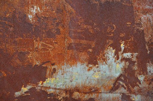Close-up of weathered rusty metal texture background.