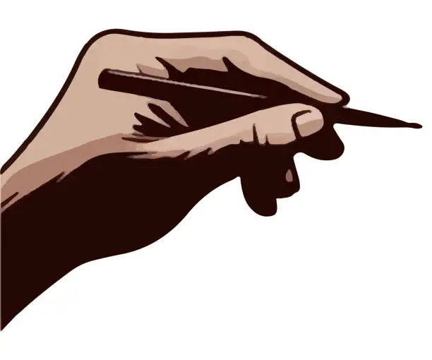 Vector illustration of Illustration of a left-handed person holding a pencil