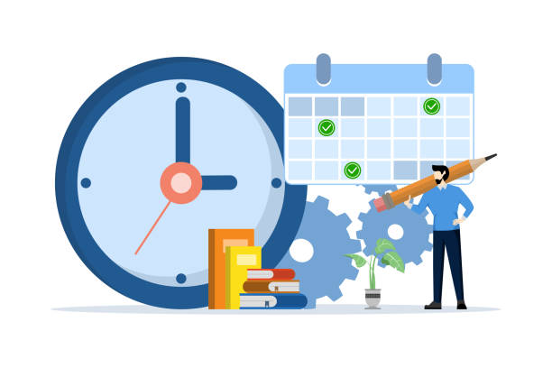 istock Business time management concept, deadline concept, planner, planning and organization, start-up, agenda, time, Schedule time management, flat vector illustration on white background. 1766365289