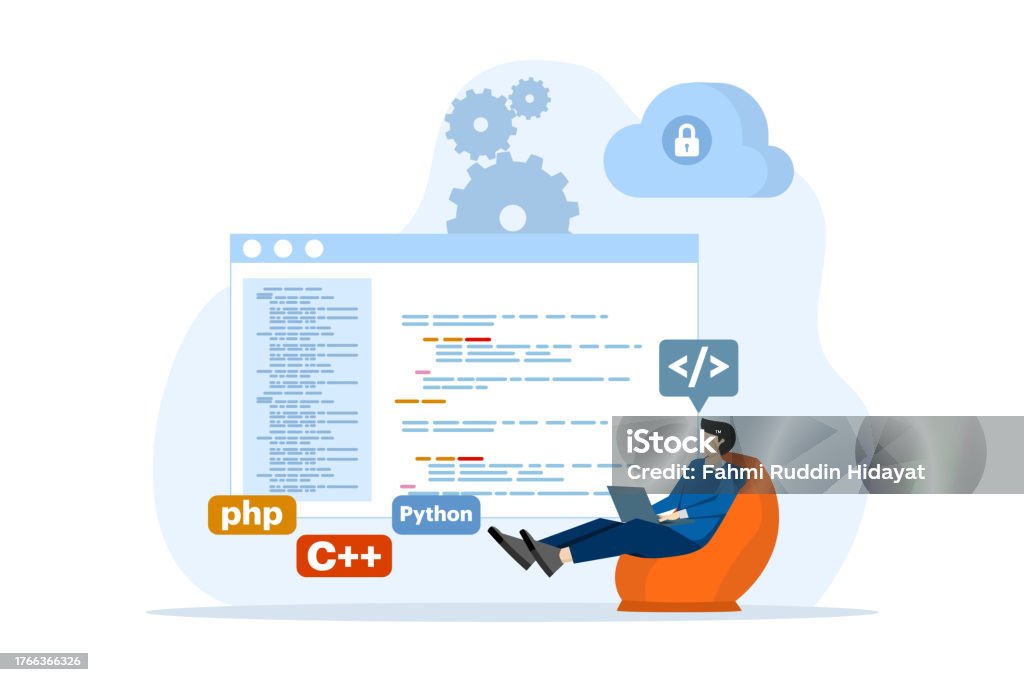 Coding Html Latar Putih Pengembangan Web Atau Konsep Bahasa Pemrograman Css Html Ti Ui ...