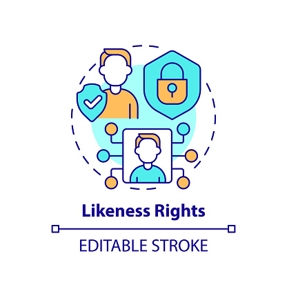 2D editable multicolor likeness rights icon, simple isolated vector, cyber law thin line illustration.