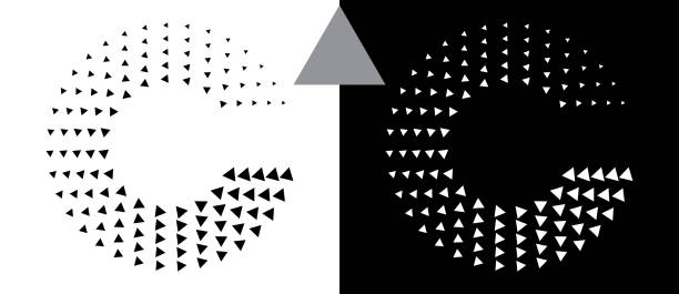 istock Abstract background with triangles in circle. Art design spiral as logo or icon. A black figure on a white background and an equally white figure on the black side. 1766428683