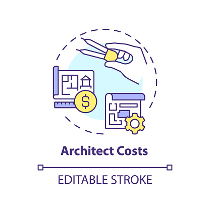 2D editable multicolor architect costs icon, simple isolated vector, construction cost thin line illustration.