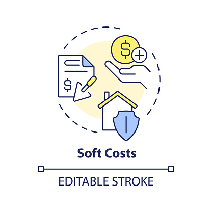 2D editable multicolor soft costs icon, simple isolated vector, construction cost thin line illustration.