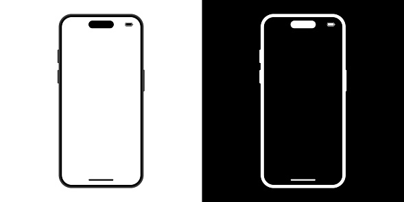 Minimalist smartphone mockup vector illustration in trendy style. Mobile phone, cellphone icon in flat concept