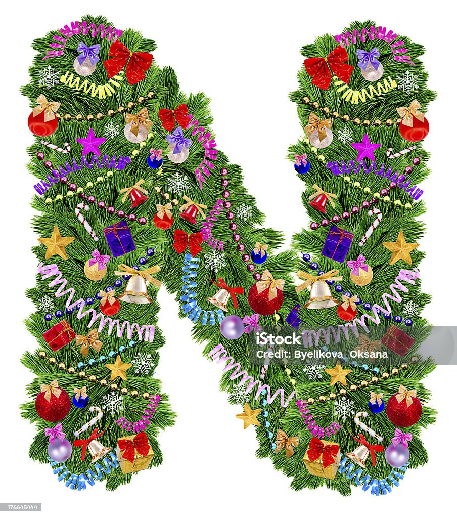 Buchstabe N Weihnachtsbaum Dekoration - Lizenzfrei Alphabet Stock-Foto