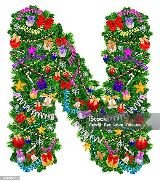 Buchstabe N Weihnachtsbaum Dekoration Stockfoto und mehr Bilder von Alphabet - Alphabet, Baum, Christbaumkugel