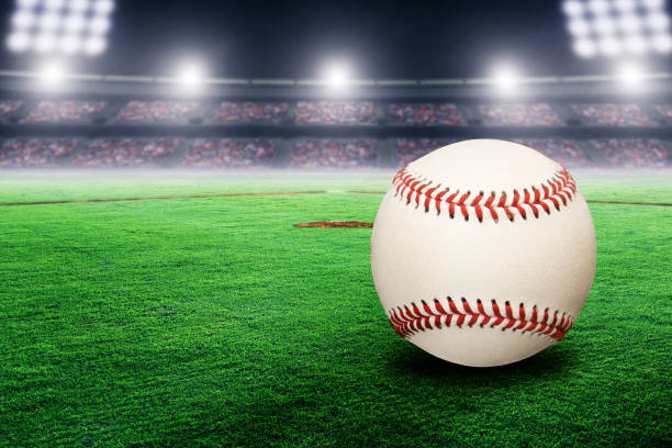 istock Baseball Ball Under Stadium Lights. Suitable for background advertising. 1766492020