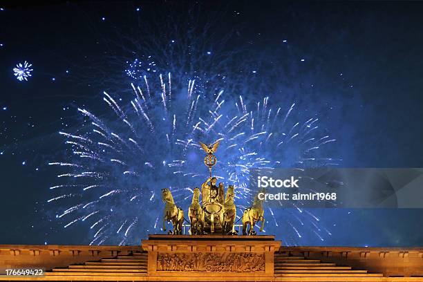 Brandenburg Gate In Berlin Stock Photo - Download Image Now - Berlin, Firework Display, Architecture