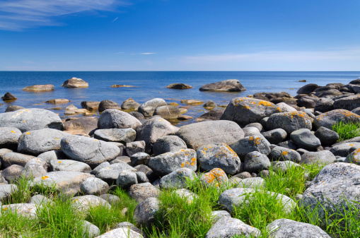 Idyllic landscape of Swedish rocky coast in summer season