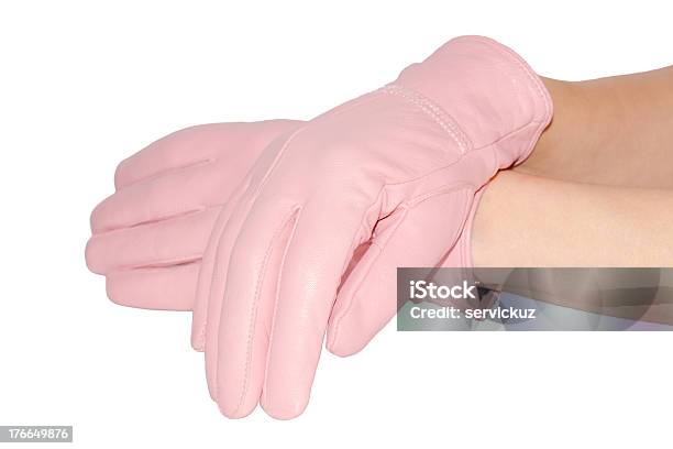Крупным Планом Кожаные Перчатки С Изящной Руки Розовый — стоковые фотографии и другие картинки Белый