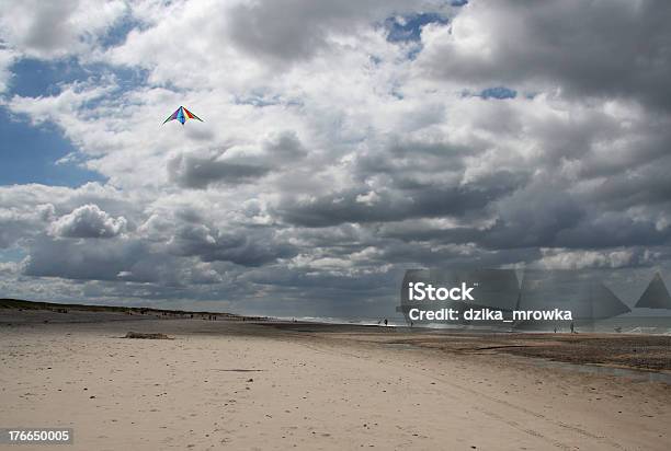 Kite Surfing At Beach Of North Sea Denmark Stock Photo - Download Image Now - Activity, Beach, Blue