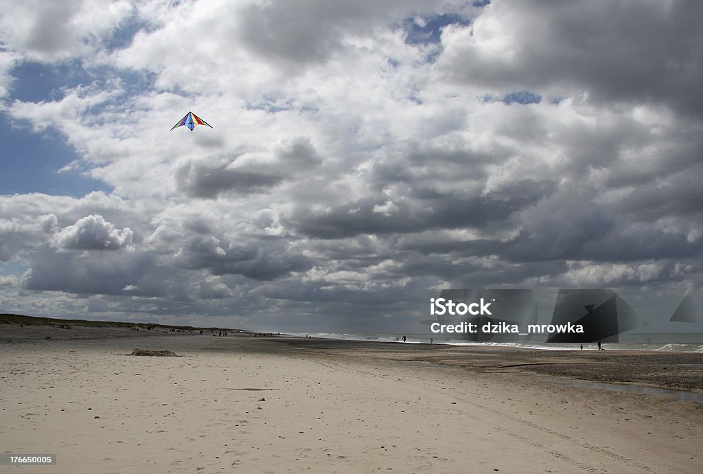 Kite surfe na praia do Mar do Norte, Dinamarca - Foto de stock de Acenar royalty-free