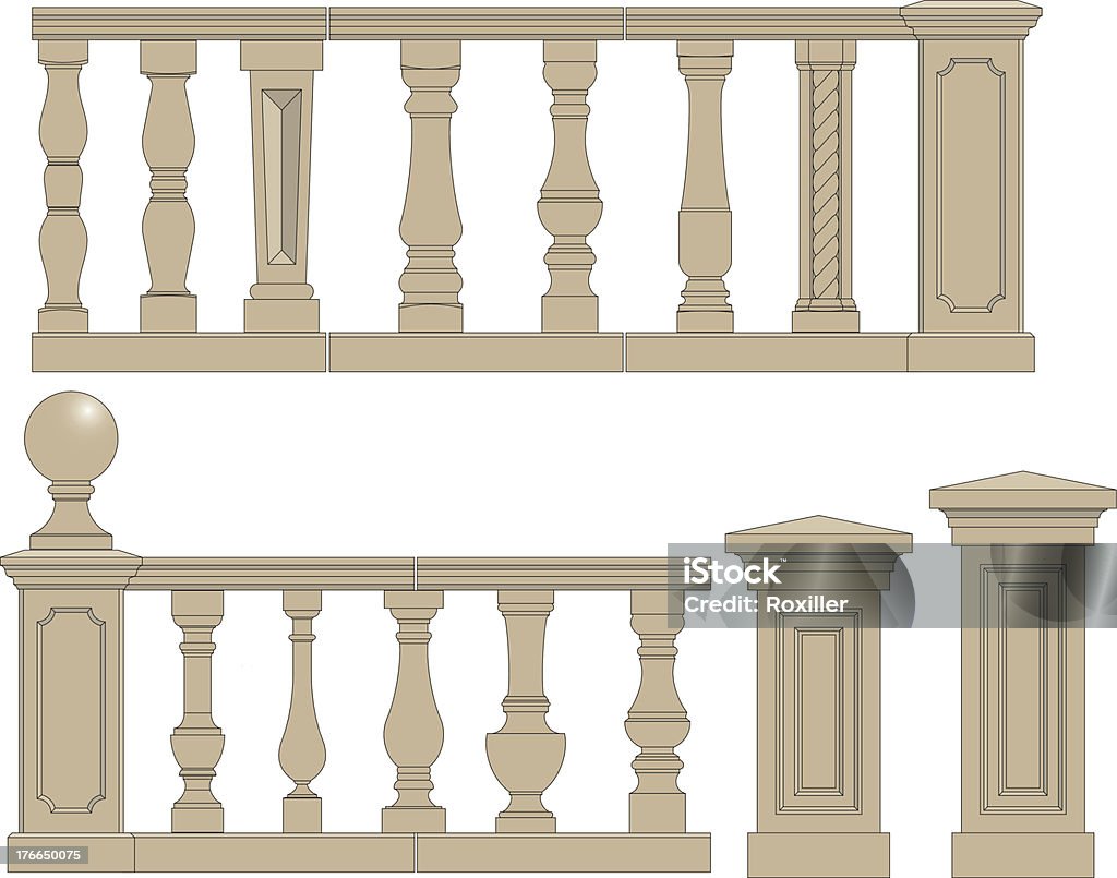 Set di silhouette balusters - arte vettoriale royalty-free di Balcone