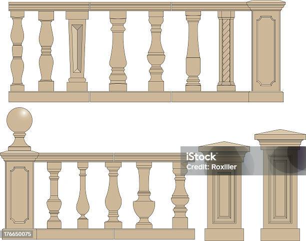 Set Di Silhouette Balusters - Immagini vettoriali stock e altre immagini di Balcone - Balcone, Ornato, Architettura