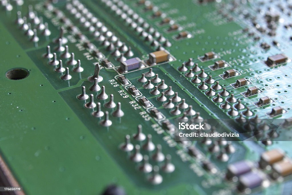 Printed circuits Electronic printed circuit board Cable Stock Photo