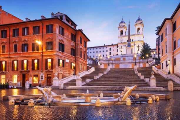 a escadaria espanhola em roma, itália pela manhã - piazza di spagna - fotografias e filmes do acervo