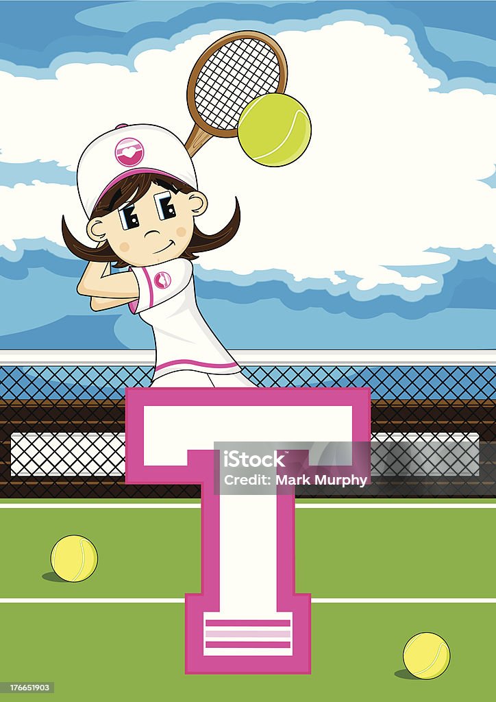 Tennis fille apprentissage Lettre T - clipart vectoriel de Adolescent libre de droits