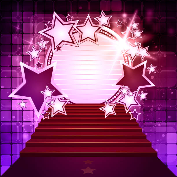 illustrations, cliparts, dessins animés et icônes de lumière disco fond avec chapiteau d'affichage - star shape star theatrical performance backgrounds