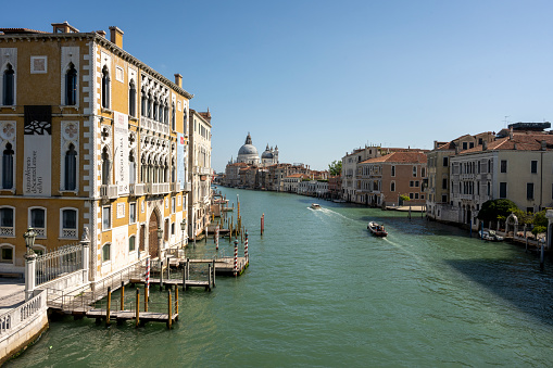 Grand Canal, Venice, one of the most beautiful places in Venice including views of the famous cathedral in the background.