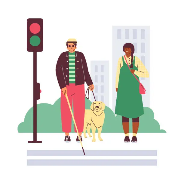 Vector illustration of Inclusive urban environment for people with disabilities flat vector isolated.