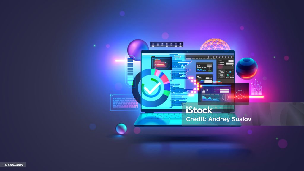 Software Development Technology Web Design Concept Laptop Tech Concept ...