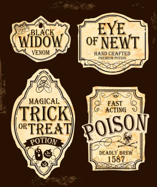 Vector illustration of Halloween themed old fashioned label designs
