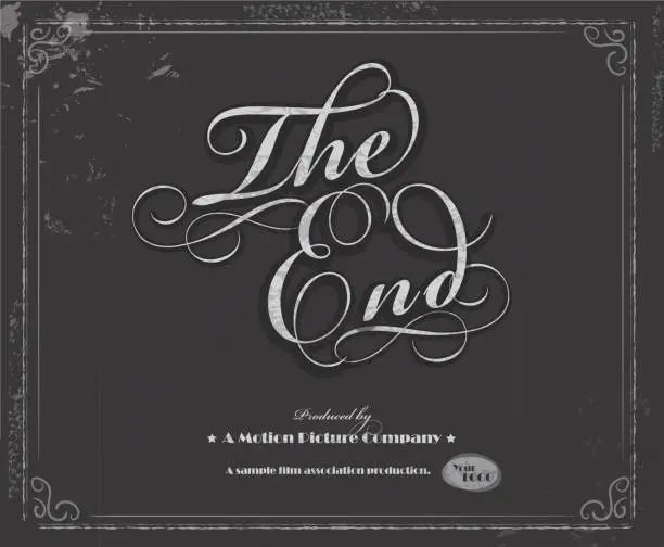 Vector illustration of Vintage movie The End screen design template