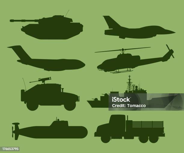 Guerra Veicoli Silhouette - Immagini vettoriali stock e altre immagini di Seconda Guerra Mondiale - Seconda Guerra Mondiale, Battaglia, Marina - Personale militare