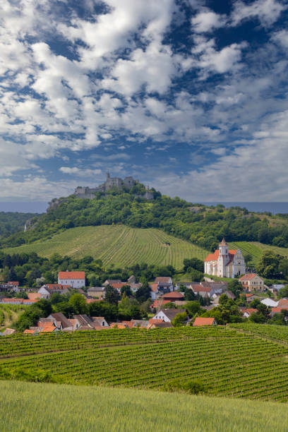 istock Falkenstein ruins and town with vineyard, Lower Austria, Austria 1766551264