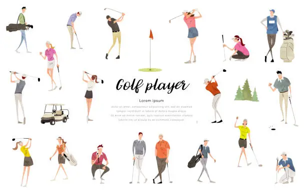 Vector illustration of Vector illustration material: golf, people set