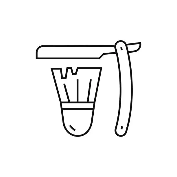 Vector illustration of STRAIGHT RAZOR Line Icon Vector Illustration. Icon Design for Logo, Mobile App, Website, UI, UX, Sign, Symbol.