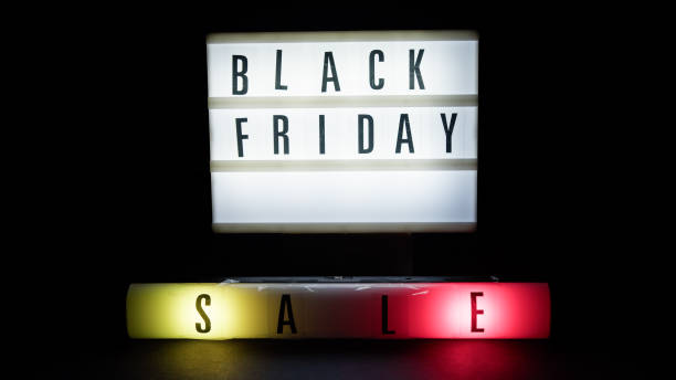 istock Black Friday Signboards with sale light 1766573987