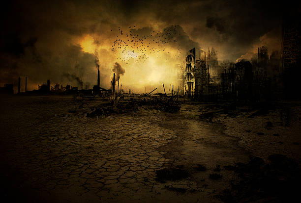 background apocalyptic scenario - harabe fotoğraflar stok fotoğraflar ve resimler