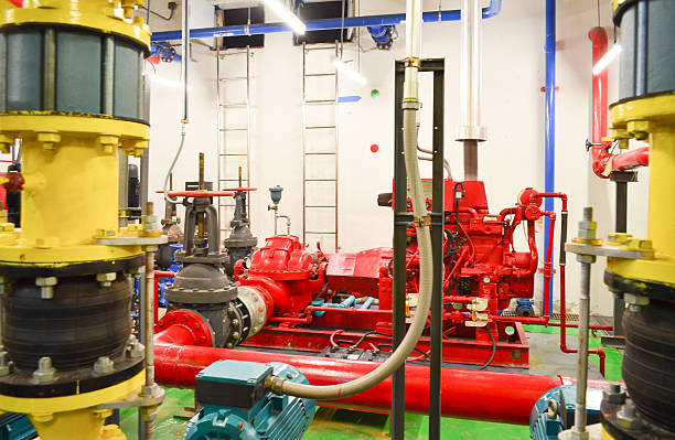 istock Water pumping station and industrial interior pipes 176657658