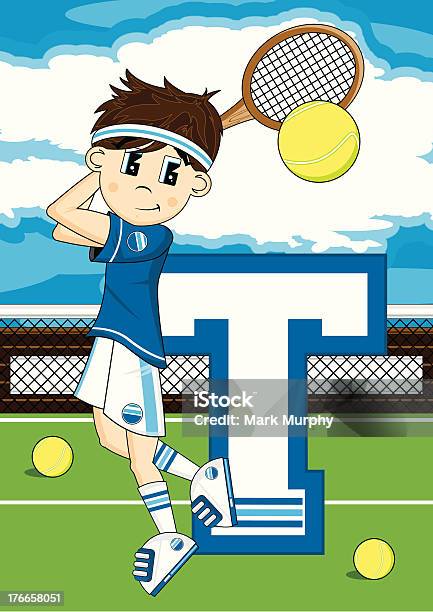 Ilustración de Tenis Niño Aprendiendo Letra T y más Vectores Libres de Derechos de Aprender - Aprender, Cabello castaño, Clip Art