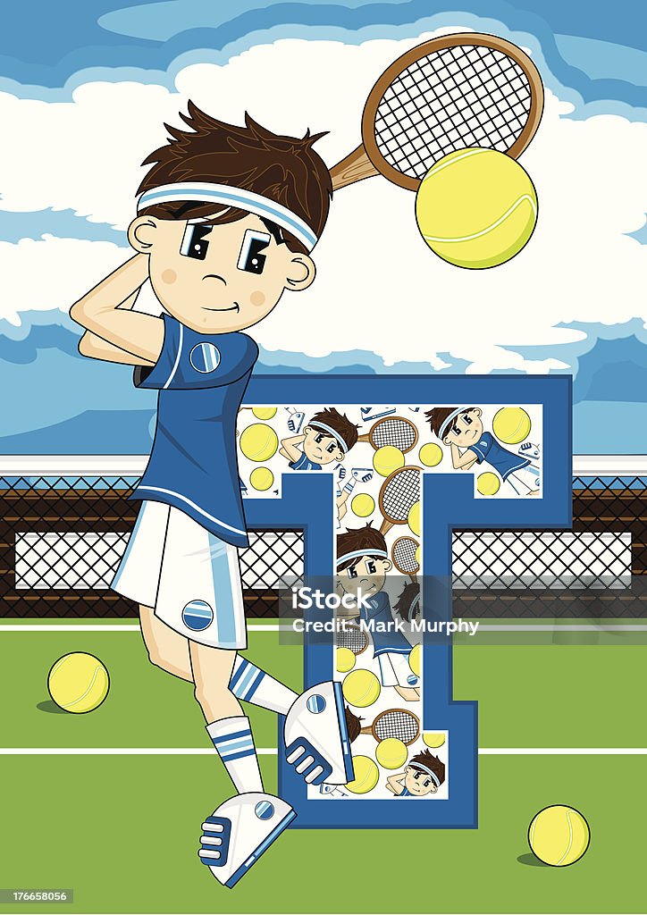 De Tennis garçon apprentissage Lettre T - clipart vectoriel de Apprentissage libre de droits