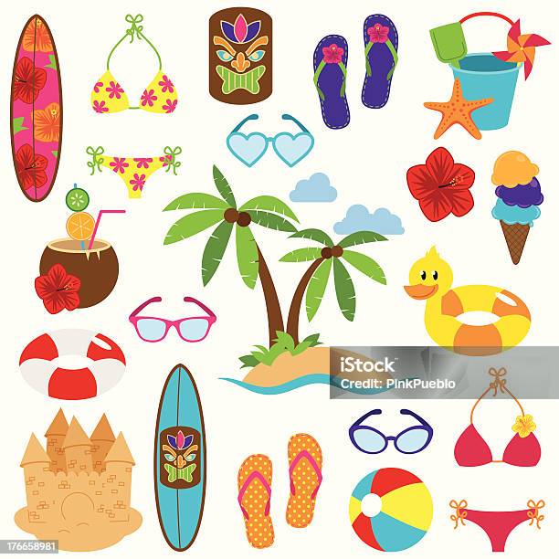 Vector Collection Of Beach And Vacation Themed Objects Stock Illustration - Download Image Now