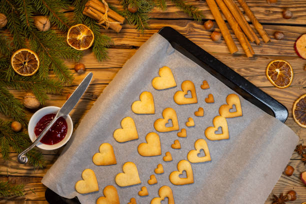 istock Christmas linzer cookies on the baking tray 1766604905