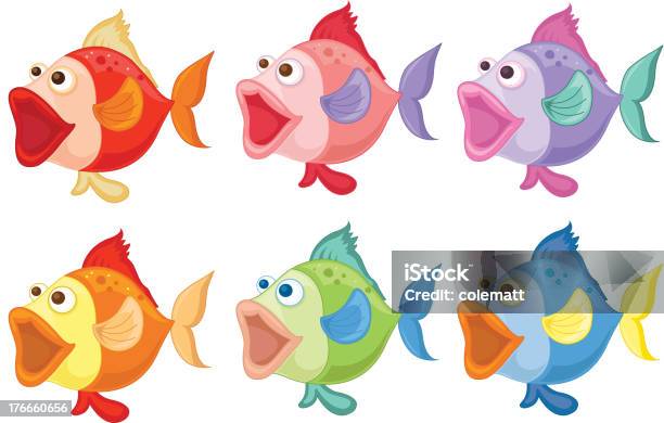 Smiling Fishes Stock Illustration - Download Image Now - Animal, Animal Wildlife, Blue