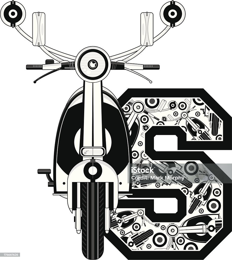 Retro Scooter aprendizaje letra S - arte vectorial de 1960-1969 libre de derechos