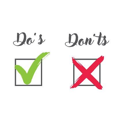 Do and Don't or Like & Unlike Icons with Positive and Negative Symbols