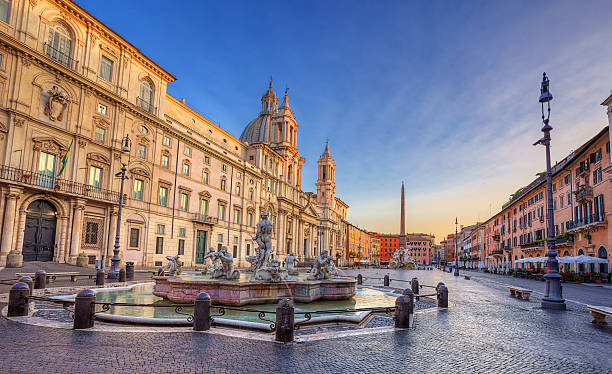 la piazza navona. rome. l'italie - famous place photos et images de collection